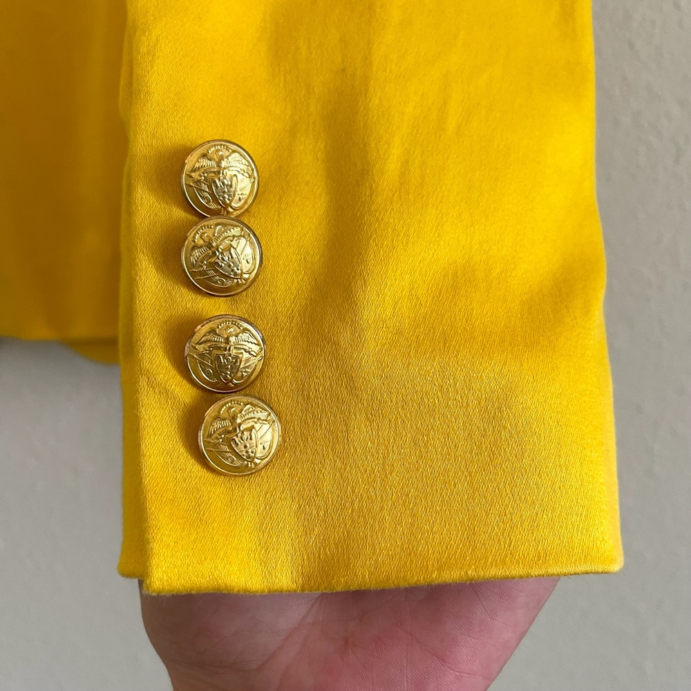 Vintage RALPH Ralph Lauren mustard yellow blazer jacket w/gold buttons SZ 10 - Picture 8 of 17